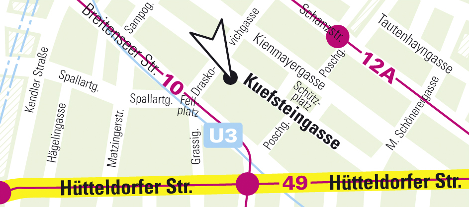 Stadtplan zur Ordination in der Kuefsteingasse 21